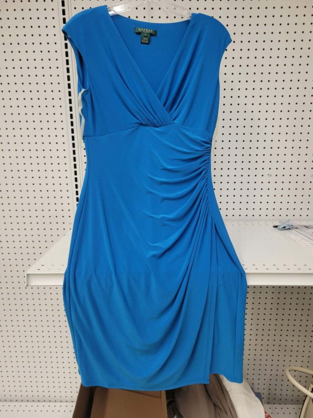 Lauren Ralph Lauren Womens Blue Draped Jersey Sleeveless Dress Size 4